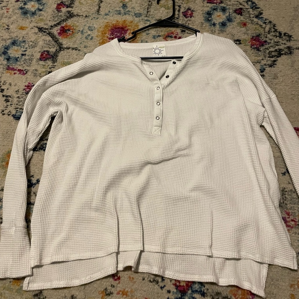 White oversize Henley